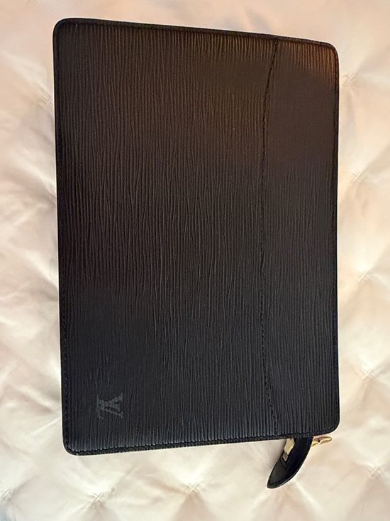 Handbags - Black Textured Zip Portfolio authentic Louis Vitton